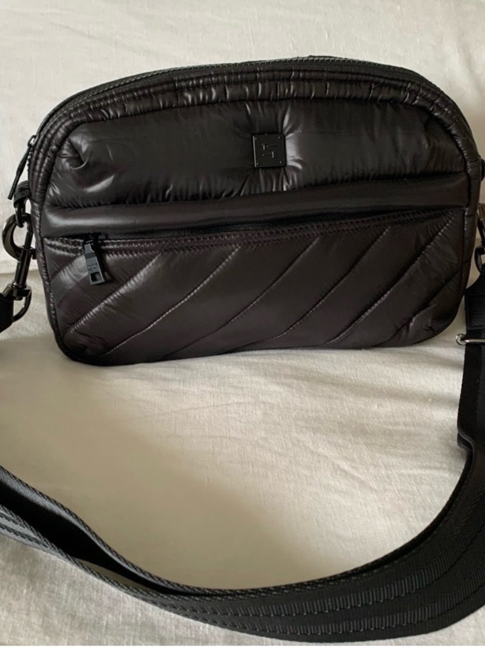 NWOT THINK ROYLN Black Quilted Nylon Crossbody Bag.